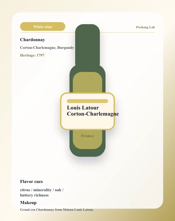 Louis Latour Corton-Charlemagne ワイン銘柄カード