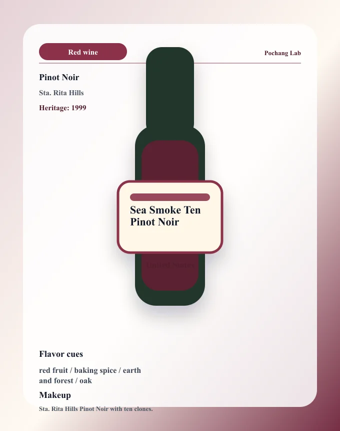 Sea Smoke Ten Pinot Noir ワイン銘柄カード